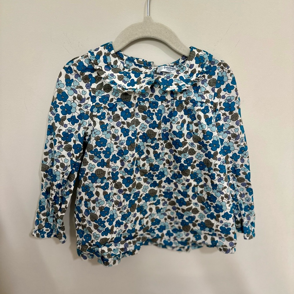 Baby Boden Blue Floral Blouse